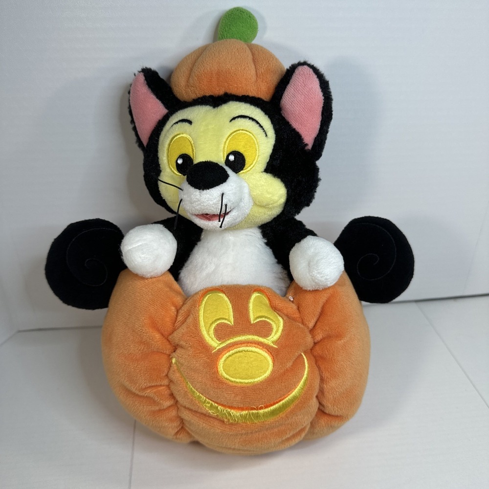 Disney Parks Pinocchio Figaro Mickey Mouse Pumpkin Plush Halloween